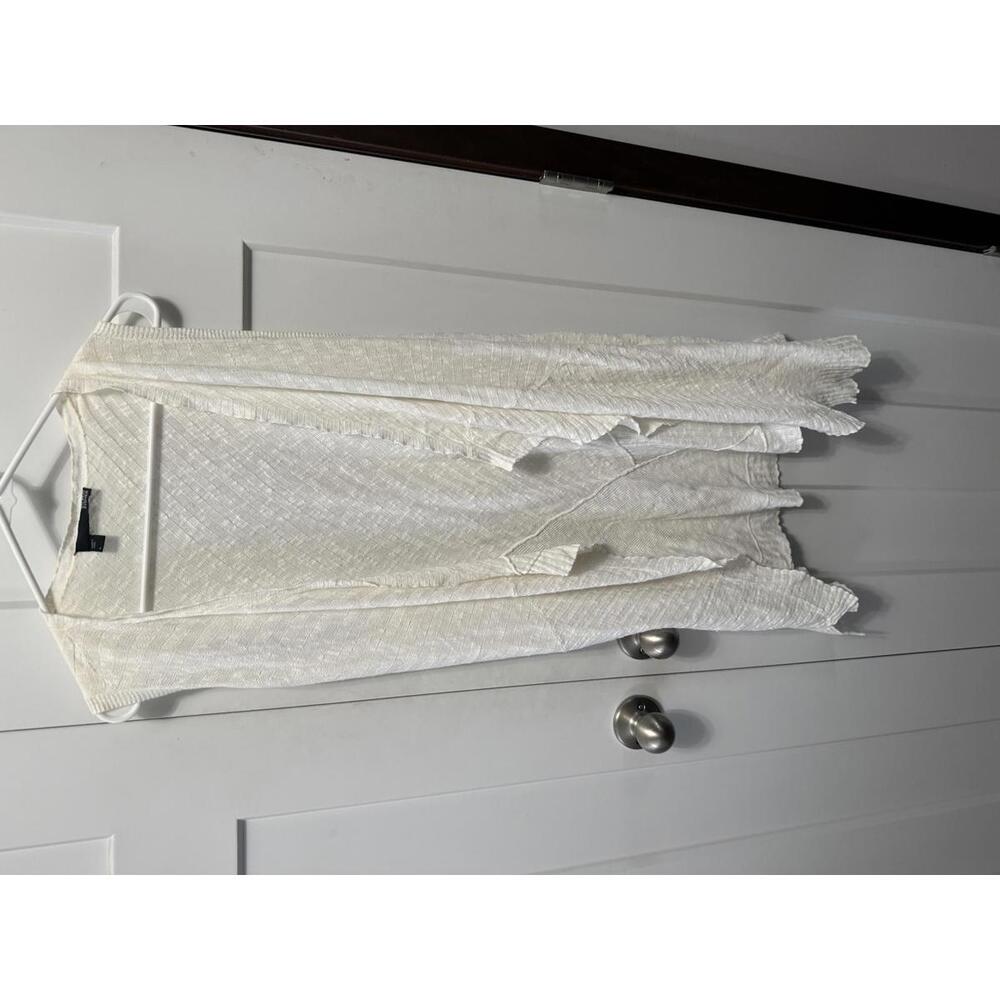 Eileen Fischer cardigan open cream vest linen and cotton blend size Large